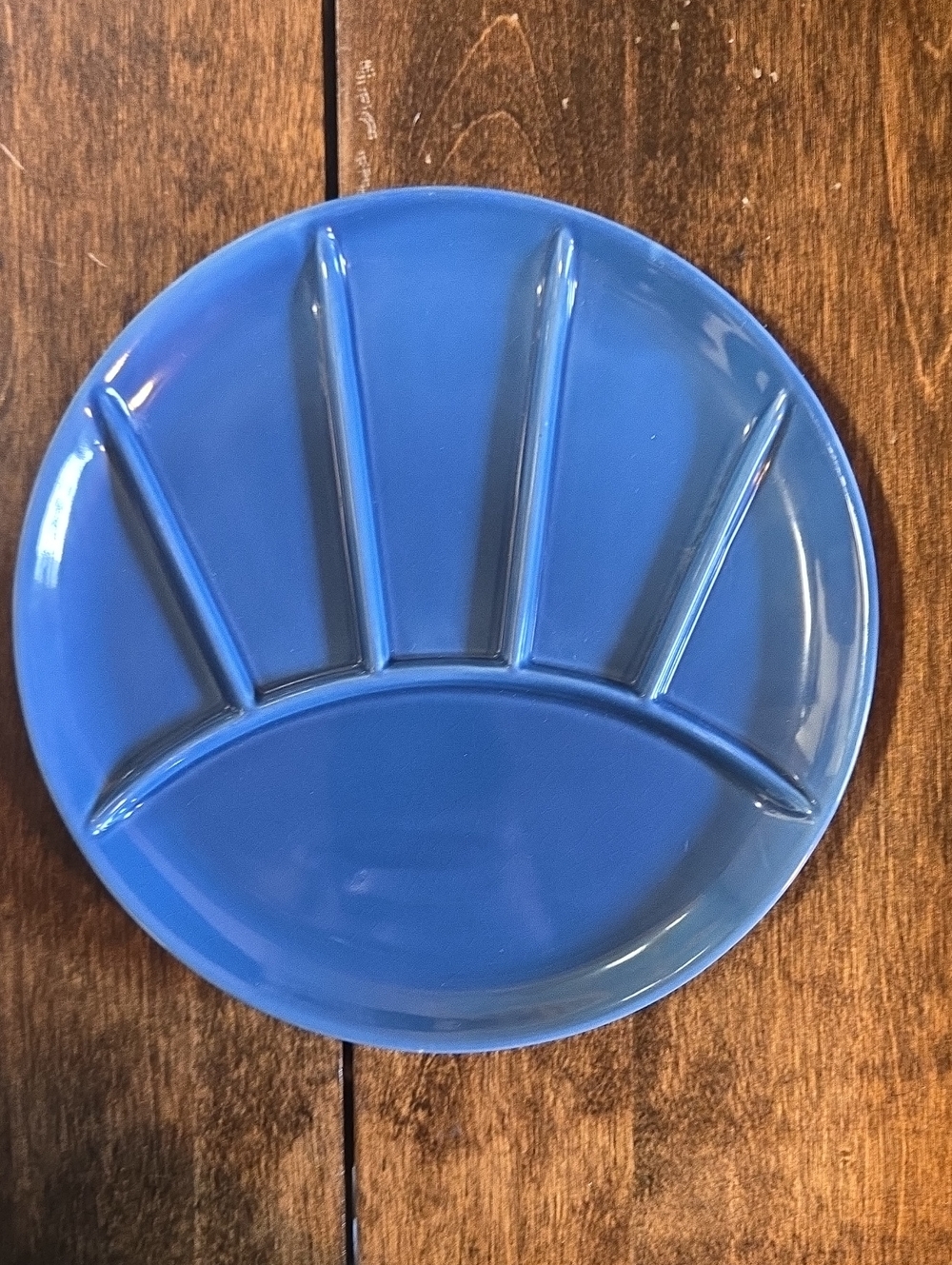 Vintage Blue 1960s Ceramic Fondue Plate